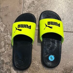 Puma Neon Yellow and Black Slides